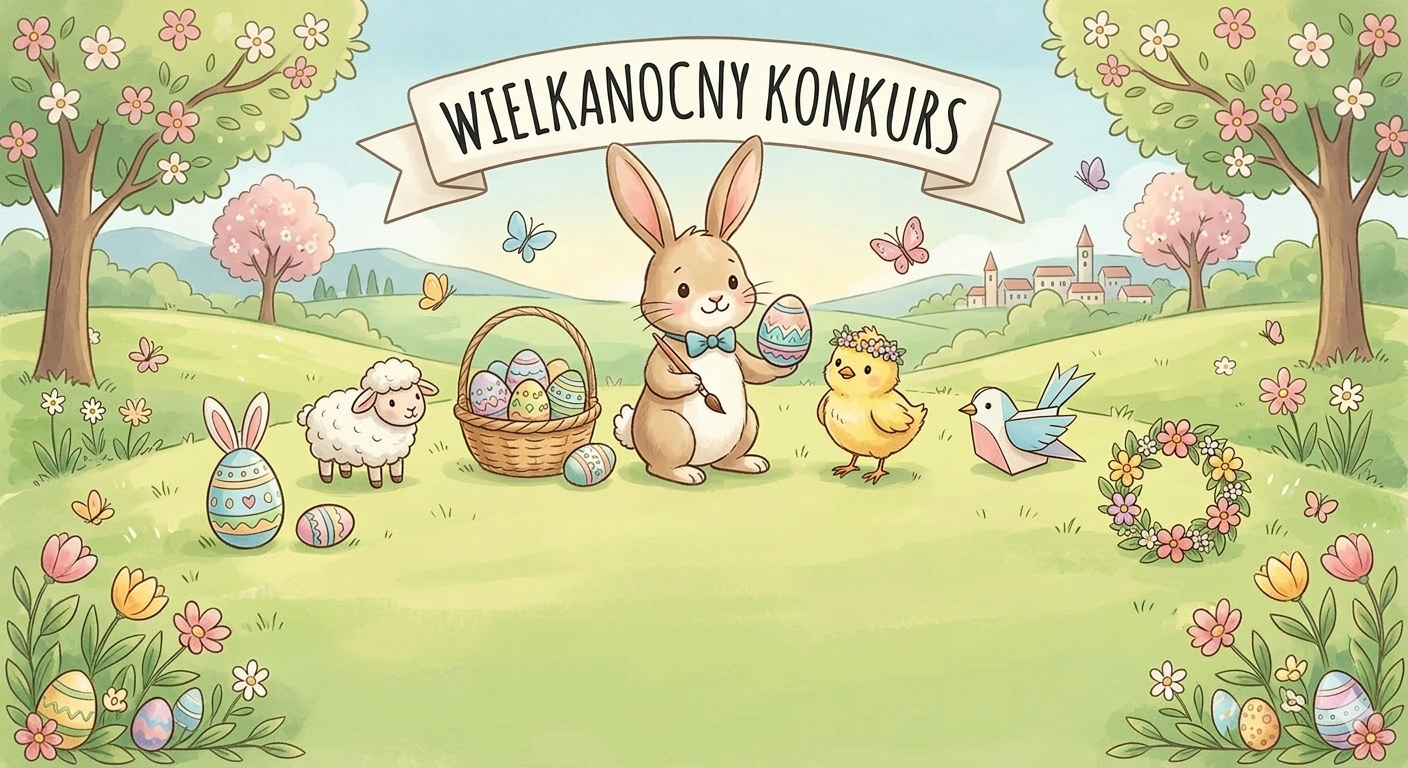 grafika wielkanocna z napisem konkurs wielkanocny
